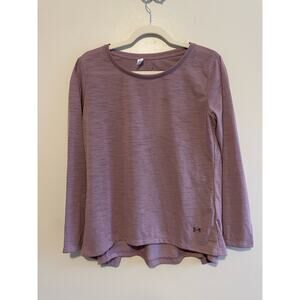 NWT Under Armour Size S Heat Gear Purple Long Sleeve Shirt Open Back